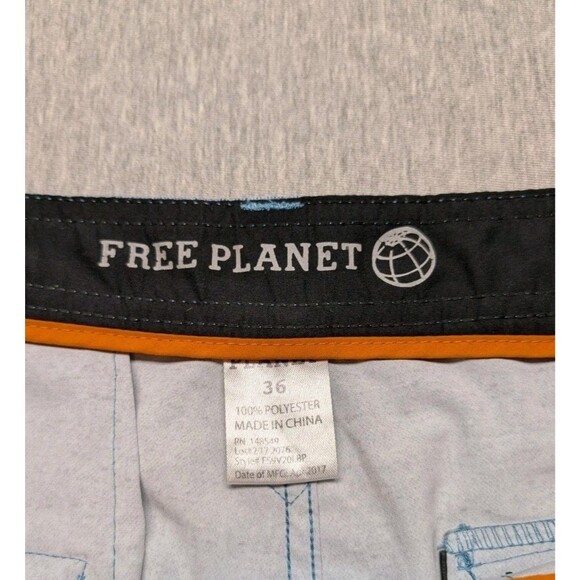 Free Planet Light Blue Print Shorts Size 36 inches 9 Inch Inseam - Picture 6 of 8